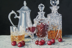 Two crystal decanters watercolour 21x17