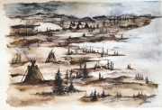 Cree Camp - Watercolour on Arches paper